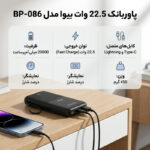 پاوربانک 22.5 وات بیوا مدل BP-086 ظرفیت 20000 میلی‌آمپرساعت