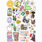 استیکر لب تاپ طرح positive energy مجموعه 37 عددی