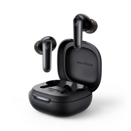 هدفون بلوتوثی انکر مدل Soundcore P40i با نویز کنسلینگ فعال (ANC)، نویز کنسلینگ (ENC)، درگاه شارژ USB Type-C، دارای 6 میکروفون داخلی با بهره‌گیری از هوش مصنوعی، پشتیبانی از فرمان لمسی، مقاوم در برابر آب