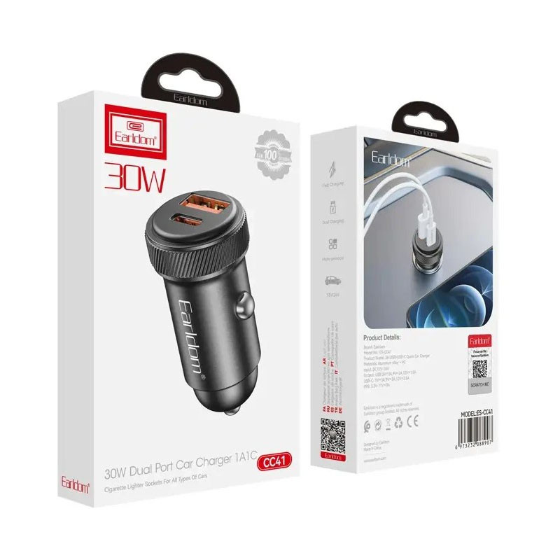 شارژر فندکی 30 وات 2 پورت ارلدام مدل cc41