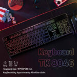 کیبورد تسکو مدل TK 8046،سوییچ ممبران، Full-size، نورپردازی RGB