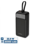 پاوربانک 22.5 وات انرجایزر مدل UE20084PQ ظرفیت 20000 میلی‌آمپرساعت به همراه سه کابل متصل USB-C و لایتنینگ
