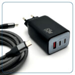 شارژر دیواری 65 وات 3 پورت وونک مدل PD65w به همراه کابل USB-C