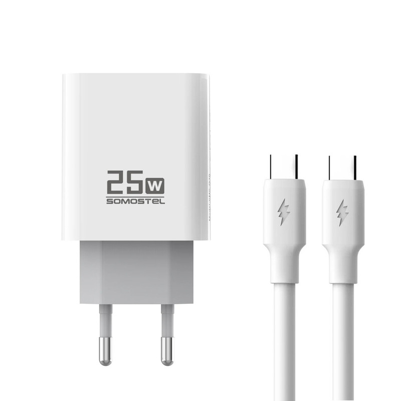 706fa9a72a10bda4a31904cc5c9ccfc02a0783d8_1733248461 شارژر دیواری 25 وات سوموس تل مدل A54 FAST CHARGE Q30 به همراه کابل تبدیل USB-C