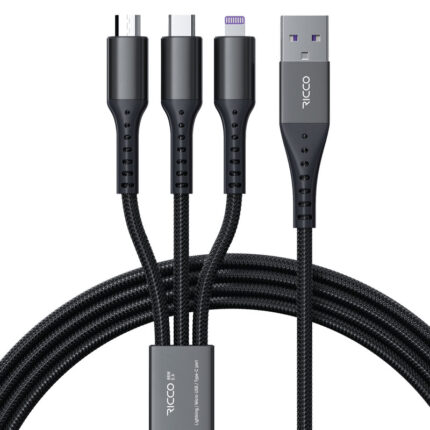 کابل تبدیل USB به لایتنینگ / MicroUSB / USB-C ریکو مدل پاورلینک طول 1.2 متر