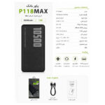 پاوربانک 5 وات کالوس مدل P118MAX ظرفیت 10500 میلی‌آمپرساعت به همراه کابل تبدیل USB-A به USB-C