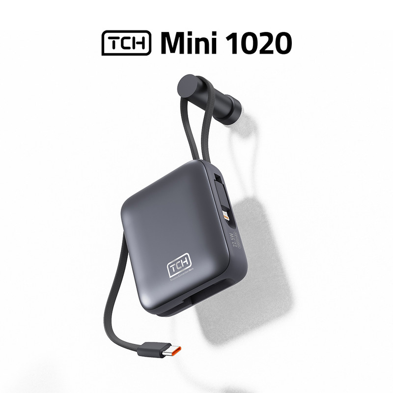 پاوربانک 22.5 وات تی سی اچ مدل Mini 1020 ظرفیت 10000 میلی‌آمپرساعت به همراه کابل تبدیل USB-C به لایتنینگ