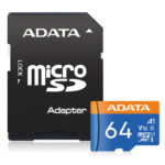کارت حافظه microSDXC ای دیتا مدل Premier کلاس 10 استاندارد UHS-I V10 A1سرعت 100MBps ظرفیت 64 گیگابایت به همراه آداپتور