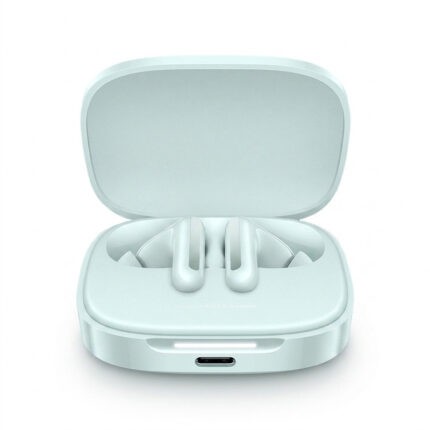 هدفون بلوتوثی شیائومی مدل Redmi Buds 6 با نویز کنسلینگ فعال (ANC)، درگاه شارژ USB Type-C، دارای میکروفون دوگانه با ENC (کاهش نویز محیط)، مقاوم در برابر رطوبت و عرق