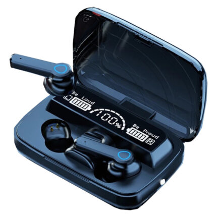 هدفون بلوتوثی مدل air pods m19 بدون قابلیت نویز کنسلینگ، درگاه شارژ microUSB، دارای کنترلر لمسی روی گوشی‌ها، امکان استفاده از محفظه شارژ به عنوان پاور بانک