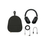 هدفون بی‌سیم سونی مدل WH-1000XM5 با نویز کنسلینگ فعال (ANC)، درگاه شارژ USB Type-C، دارای 4 میکروفون با فناوری Beamforming، پشتیبانی از دستیار صوتی، قابلیت اتصال همزمان به دو دستگاه