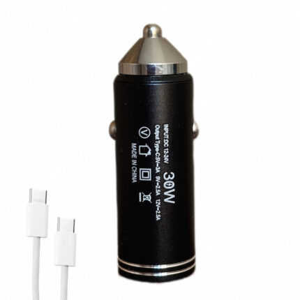 شارژر فندکی 30 وات اچ تی ام مدل c23 به همراه کابل USB-C