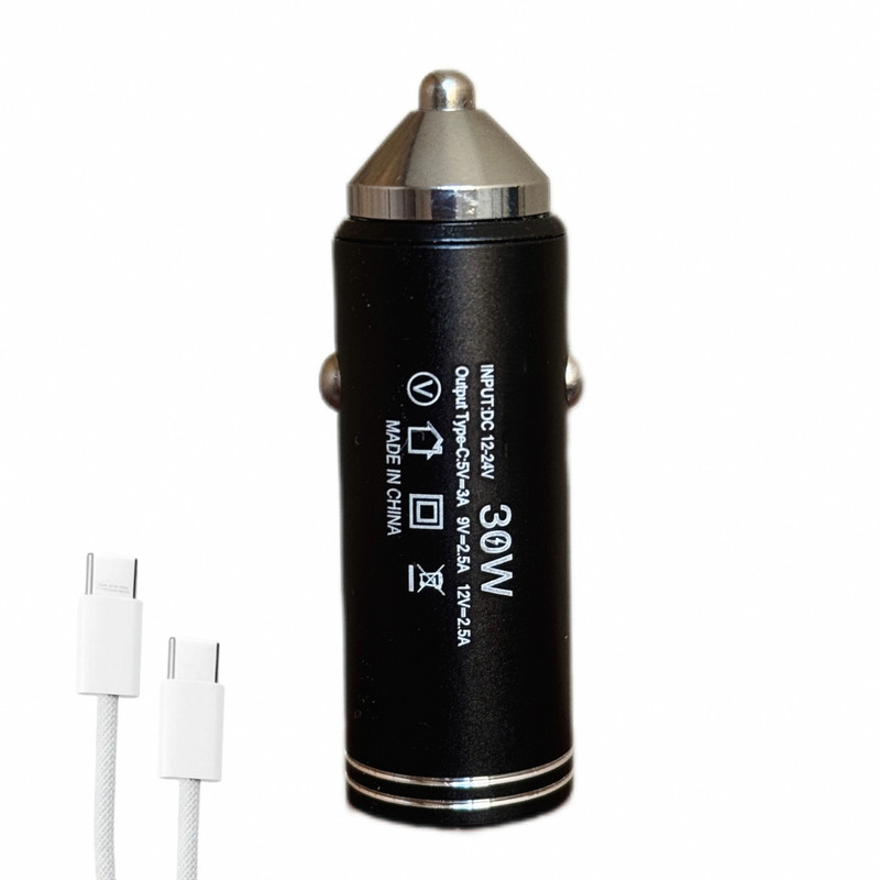 e7fff64107a302361aa101b53342dc470c655808_1754923095 شارژر فندکی 30 وات اچ تی ام مدل c23 به همراه کابل USB-C